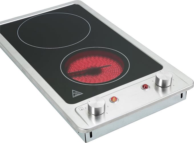 Inbouwkookplaat Domino Keramisch 2 Pitten 30cm Breed Restwarmte-indicator