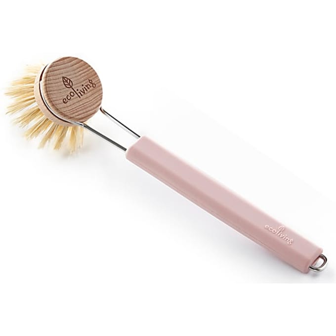 Ecoliving plastic vrije vaatborstel met vervangbare kop - roze