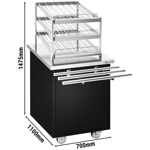 GGM Gastro Gläser- & Tassenstation DANZIG - 700mm - mit Tablettrutsche - Schwarz