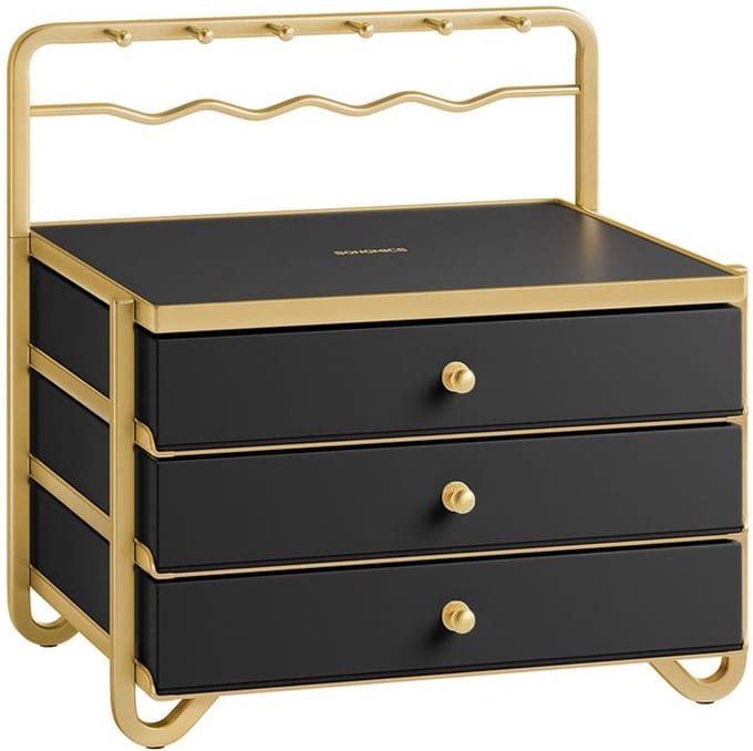 Sieradendoosje – Juwelendoos – 3 lagen – Met lades – Zwart Goud