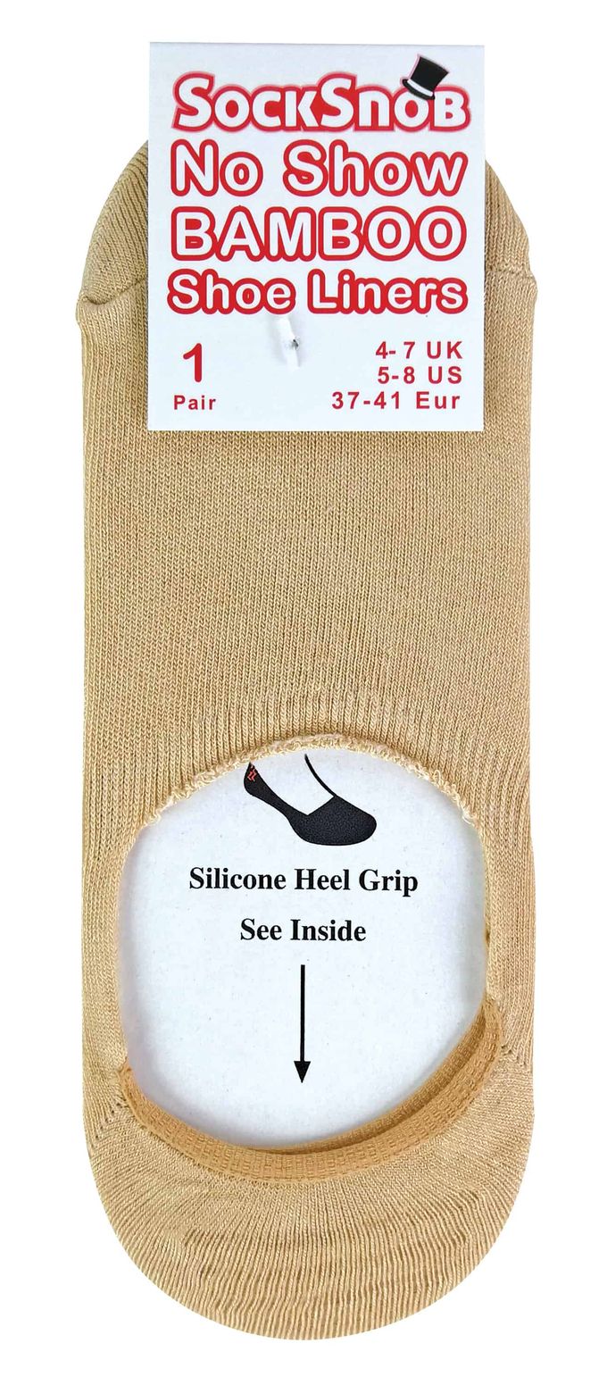 Set van 6 bamboe invisible trainersvoering voor dames - Beige