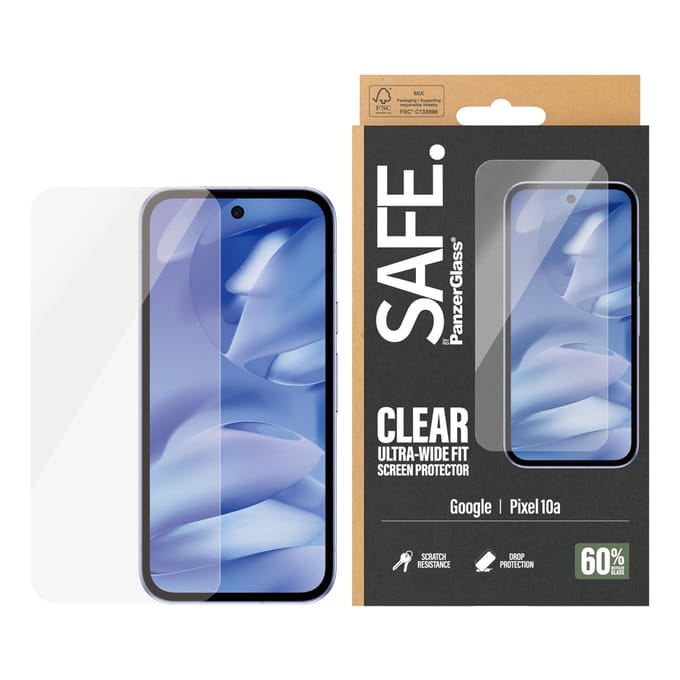 SAFE by PanzerGlass Ultra-Wide Fit Screenprotector incl. applicator voor de Google Pixel 10a