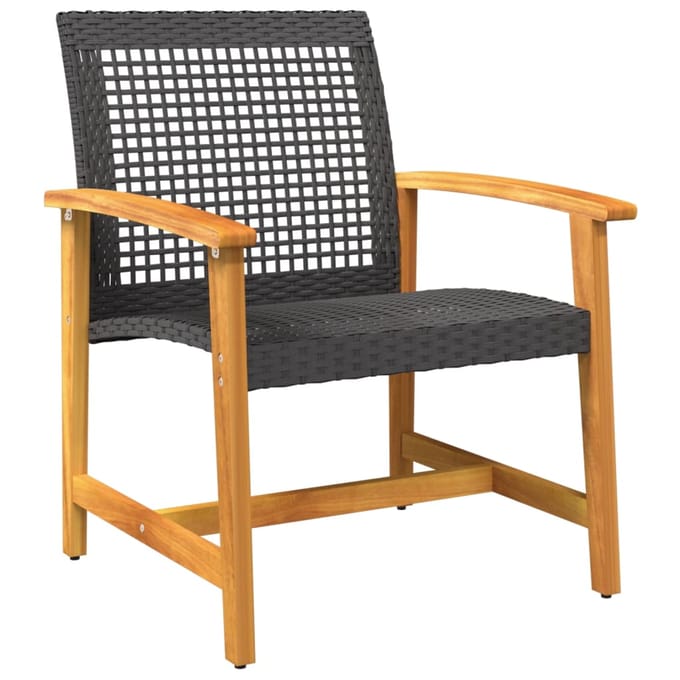 vidaXL - Tuinnstoelen - 2 - st - poly - rattan - en - acaciahout - zwart