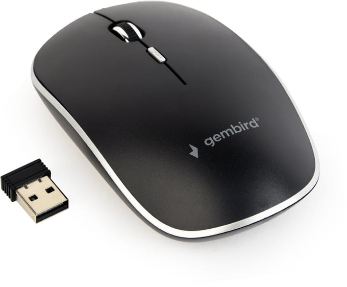Gembird Silent wireless optical mouse - USB-A receivcer - Muis - Optisch - 4 knoppen - Zwart