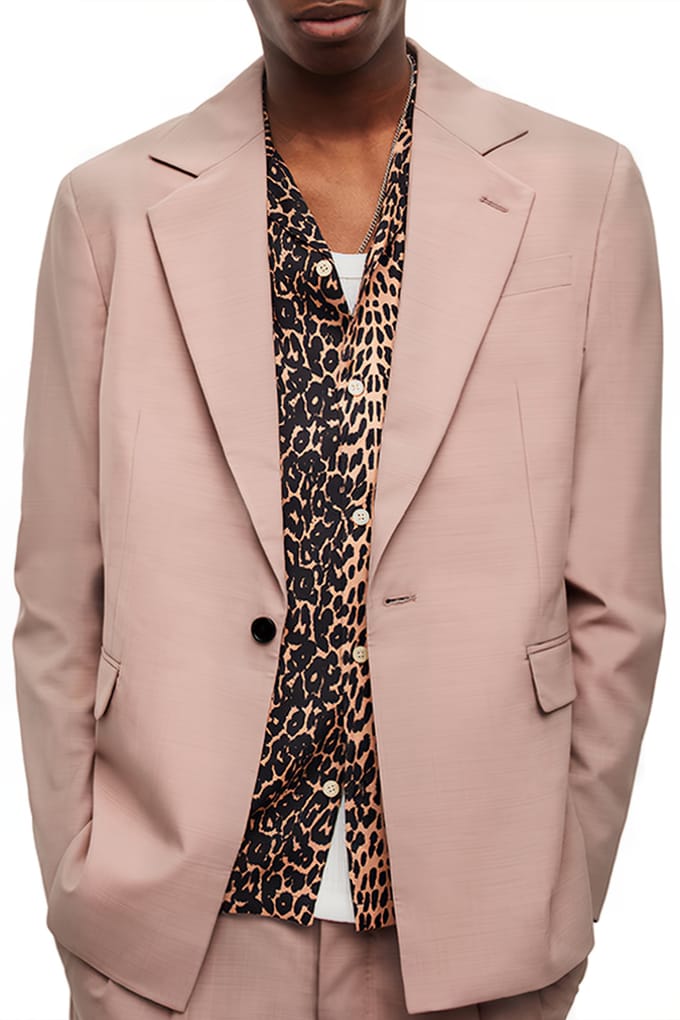 AllSaints Santo Blazer Dusky Pink Größe: 34 | Blazer Outlet | Herren | Rosa