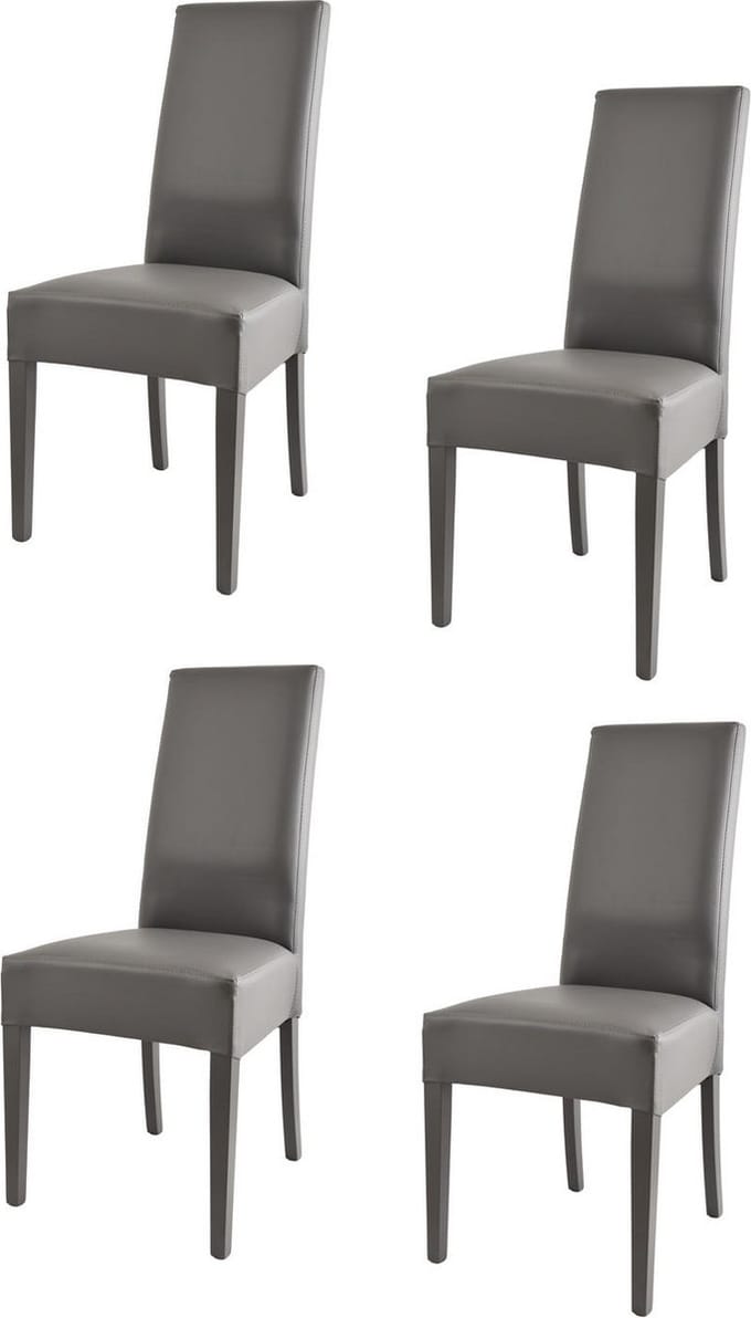 Tommychairs Luisa - Eetkamerstoelen - Set van 4 - Donker Grijs - Kunstleer & Hout