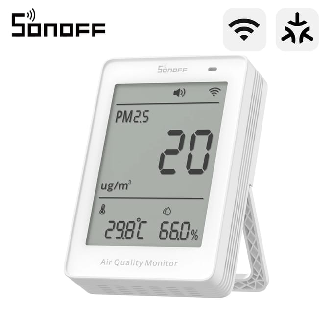 SONOFF SAWF-07P AirGuard PM2.5/PM10 Matter Over Wifi Luchtkwaliteitsmeter 2-seconde updates Geluids- en lichtalarm Temperatuur Vochtigheid