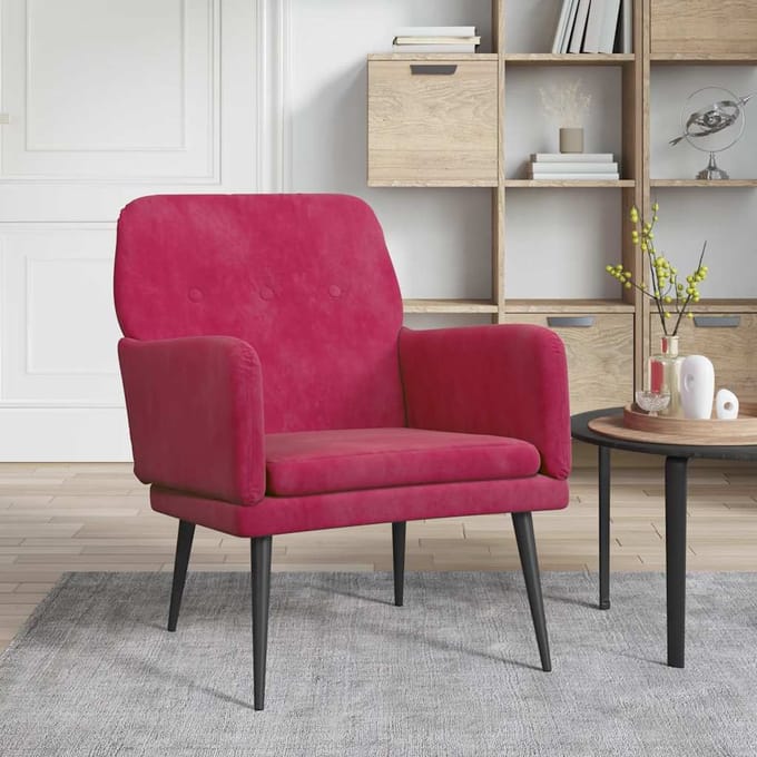 vidaXL - Fauteuil - 62x79x79 - cm - fluweel - wijnrood