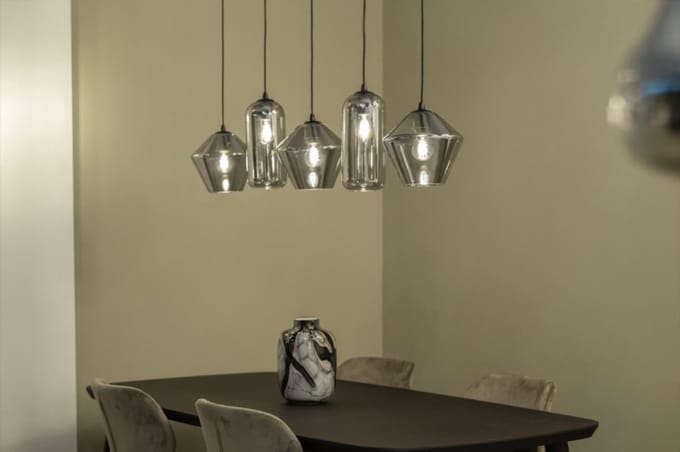 Lumidora Hanglamp 74682 - NAPELS - 5 Lichts - E27 - Zwart - Grijs - Metaal