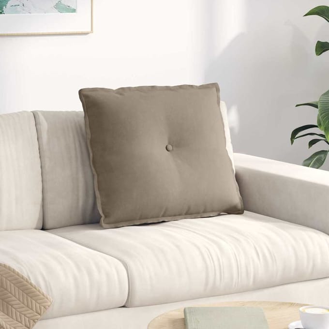 vidaXL - Rugkussen - Taupe - 60 - x - 50 - cm - Microvezel - Stof