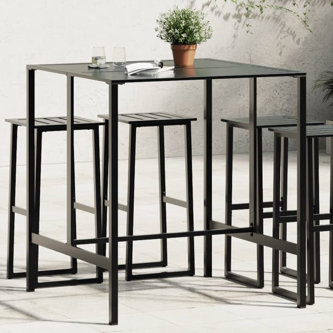 vidaXL - Bartafel - 100x100x110 - cm - gepoedercoat - staal - zwart