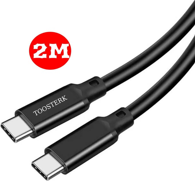 Oplader Kabel | USB-C naar USB-C | 2 Meter | Geschikt voor Samsung en Apple | Zwart