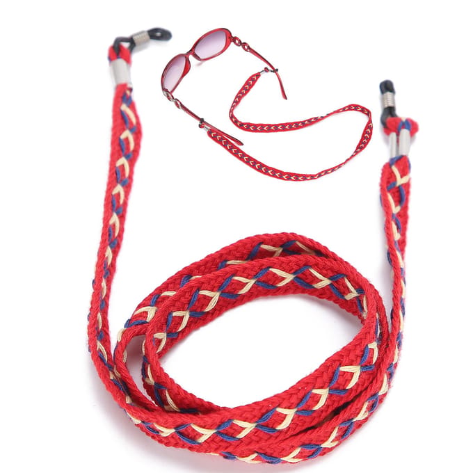 Gebreide Exquise Brillenketting Elegant Draagbaar Zonnebril Lanyard Riem Accessoire red