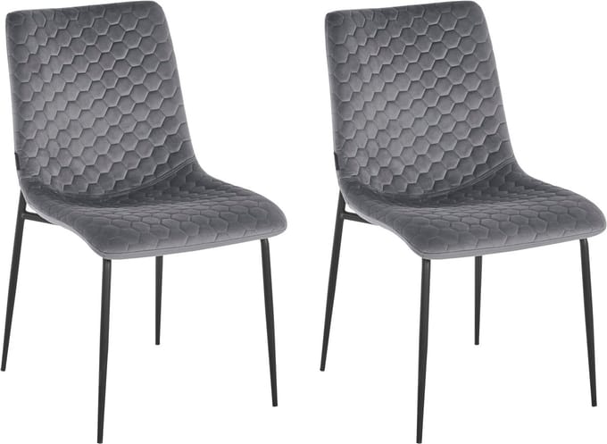 Opus-Eetkamerstoel - Set van 2 - Grijs Fluweel