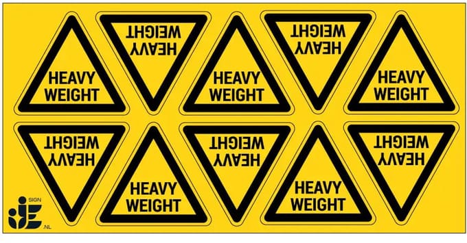 Heavy weight waarschuwingssticker | 5 cm - 10 stuks per vel
