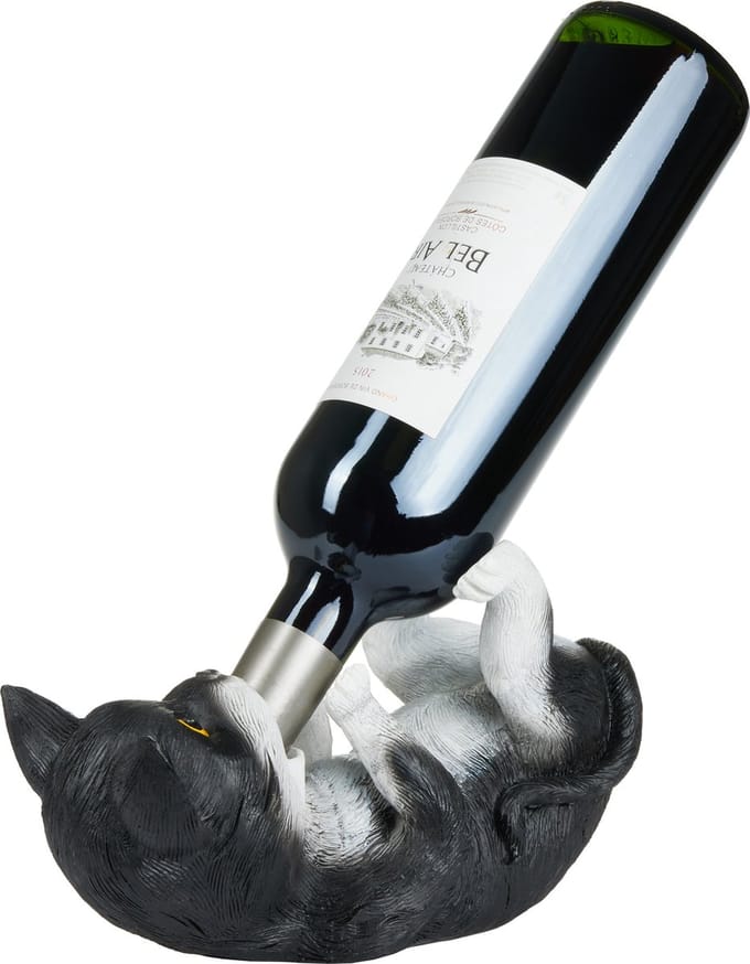 BRUBAKER - Wijnfleshouder - Dorstige Kat - Wijnrek Grappig - Wijn accessoires - Grappige Decoratie - Wijn Cadeau