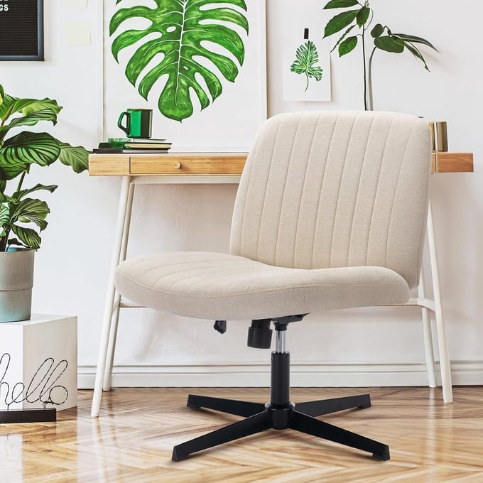 Ergonomische Draaibare Bureaustoel met Armloze Design voor Thuiskantoor - Beige