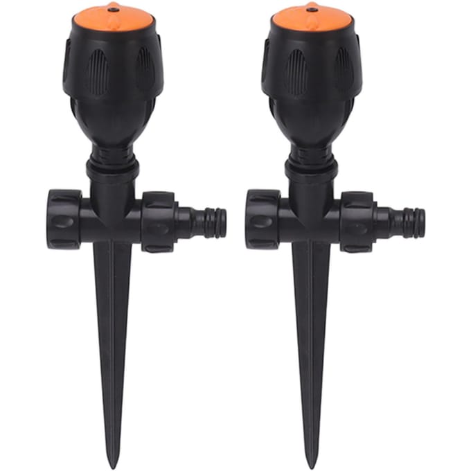 2 stuks Tuinsproeiers Plastic 360 Graden Roterende Irrigatiesproeier Grote Oppervlakte Dekking black