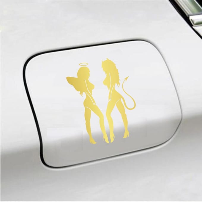 Bumpersticker - Engeltjes - 14 X 10 - Goud