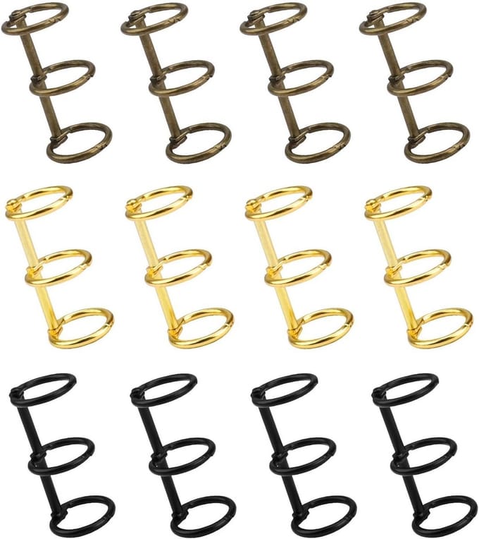Ringband met 3 ringen - Bindringen map - Papier organiseren - Sterke flexibiliteit - 15 mm binnendiameter - Zwart goud brons