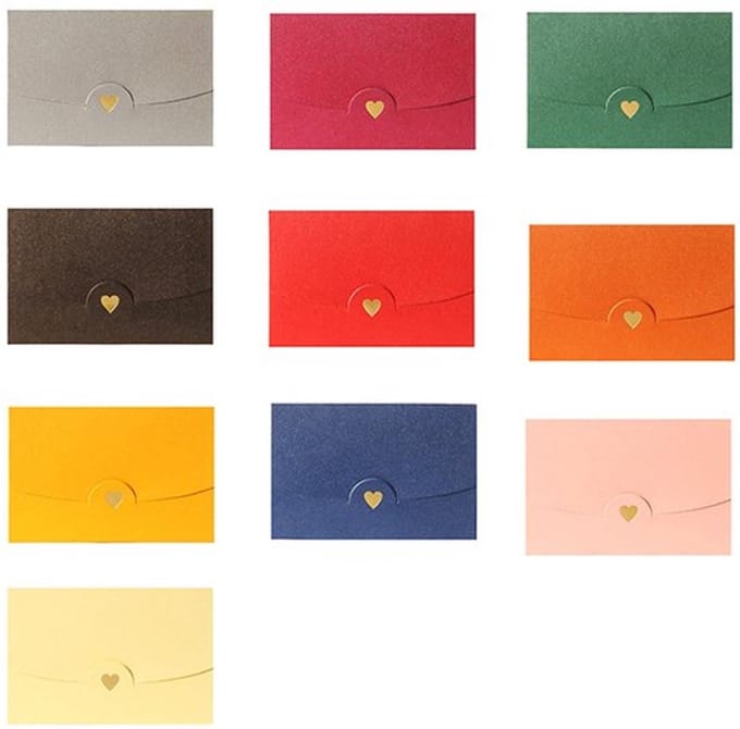 Dailygoods- Mini-envelop 10 stuks - Cadeaukaarten - Hartsluiting