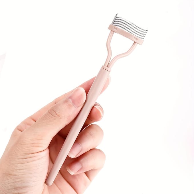 Wimper Scheider Tool - Mascara Borstel & Kam met Boogontwerp voor Precieze Wimpertoepassing, Zacht voor de Ogen, Wimperborstel lichtroze kleur
