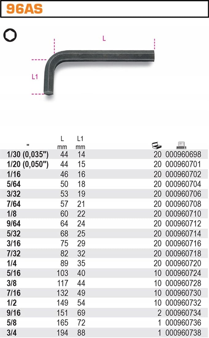 Beta Inbussleutel 3/8" Inch - Professioneel Gereedschap