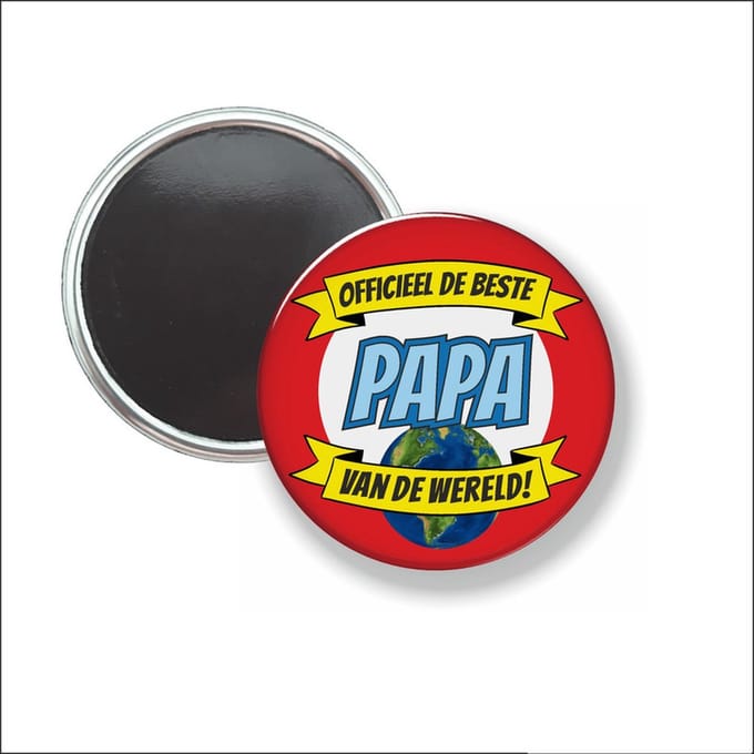 Button Met Magneet 58 MM - Officieel De Beste Papa Van De Wereld - NIET VOOR KLEDING