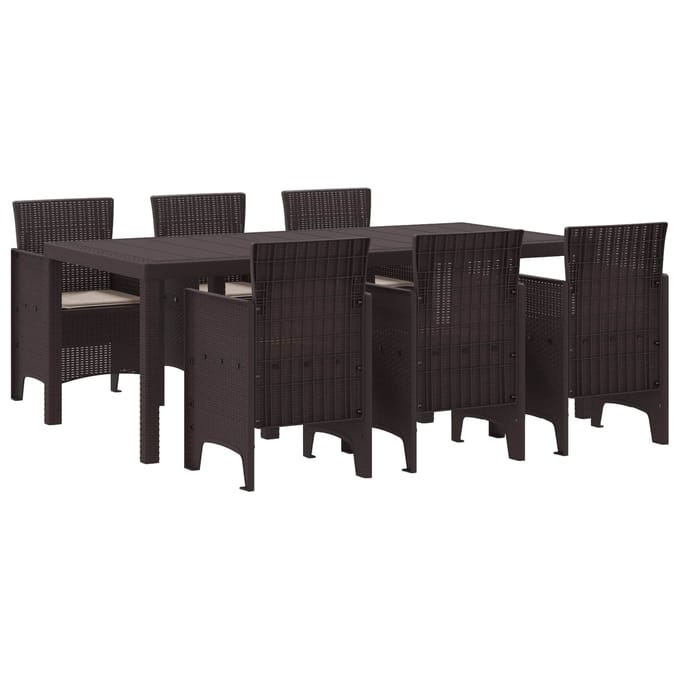 vidaXL - Tuin - Eettafel - Set - 7 - st - Bruin - Polypropyleen