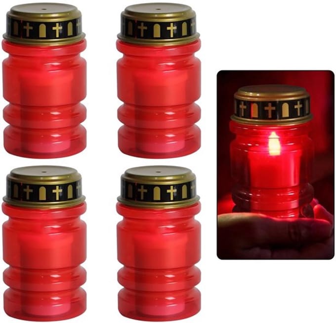 4 Stuks LED Grafkaarsen met Flikkereffect voor Buiten