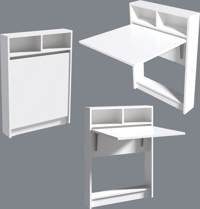 Opklapbare Eettafel - Stijlvol Wit - Ruimtebesparend 70x96x15cm - Duurzaam Melamine