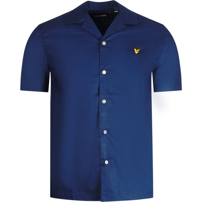 Lyle & Scott marineblauw resortoverhemd met korte mouwen