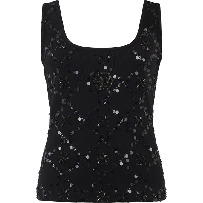 Tank Top Rhomb Flower Strass