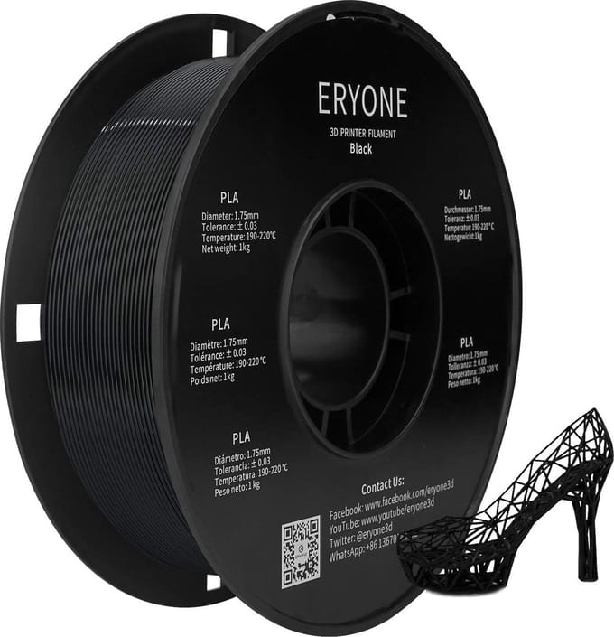 Eryone PLA Zwart 1Kg 1,75mm Filament