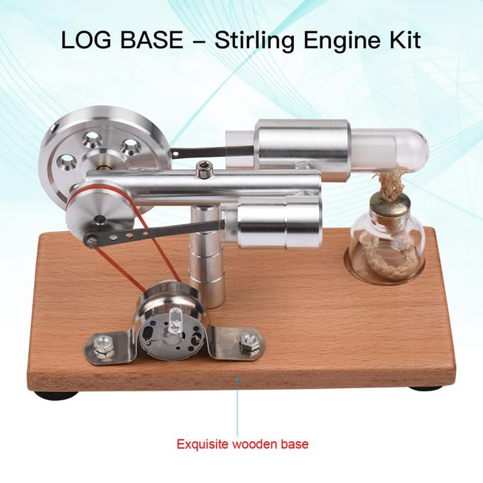Stirlingmotor Kit Elektriciteitsgenerator Heteluchtmotor Model met LED-licht Vliewielontwerp gray