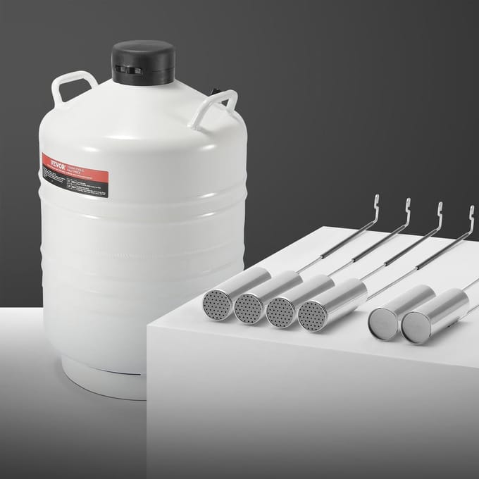 Réservoir d'azote liquide 30 L Alliage d'aluminium Contenant LN2 Dewar 6 Canisters