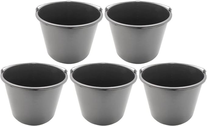 Stevige Bouwemmer 16 Liter met Maatstreep en Handvat - 5 Stuks