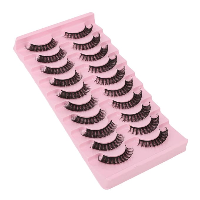 Ensemble de 10 paires de faux cils Courbe DD Wispy Fluffy Réutilisables 3D Multicouches Faux Cils pour pink