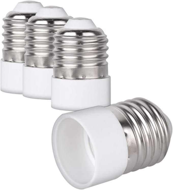 Adapter fitting E27 naar E14 - 4 stukjes voor energiezuinige lampen en LED