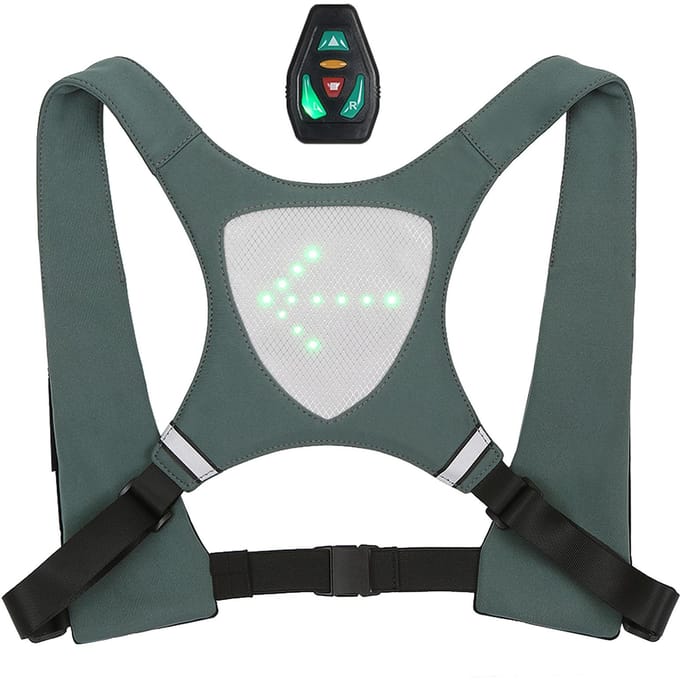 Knipperlicht Draadloze Afstandsbediening voor Reflecterend Vest Rugzak voor Fietsen Hardlopen Wandelen Joggen grijs/donkergroene kleur