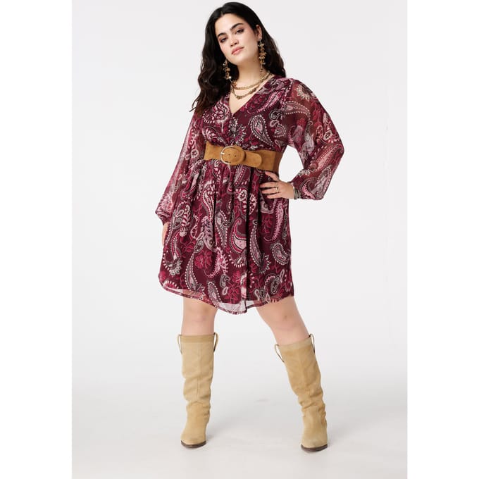 MS Mode Dames Sheer Blouse met Paisleyprint – Maat 42