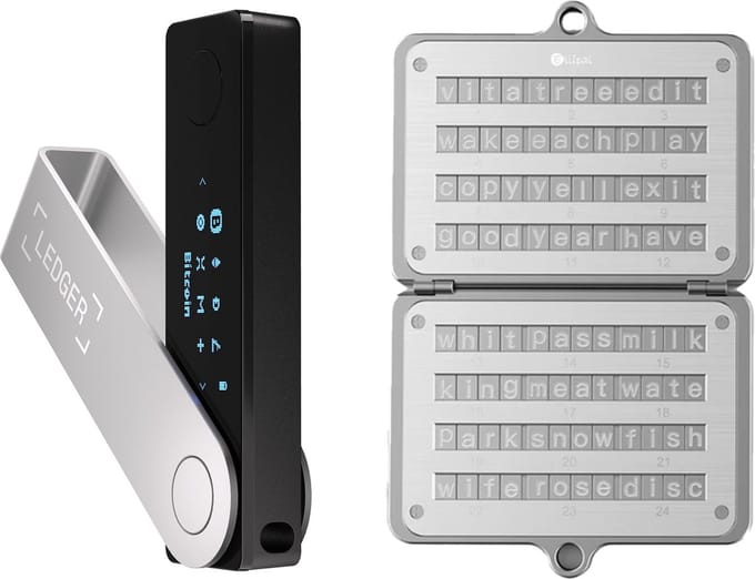 Ledger Nano X + Ellipal Seed Phrase Steel - Hardware Walllet Bundel - Bluetooth - Seed Phrase opslag - Offline bescherming voor Crypto
