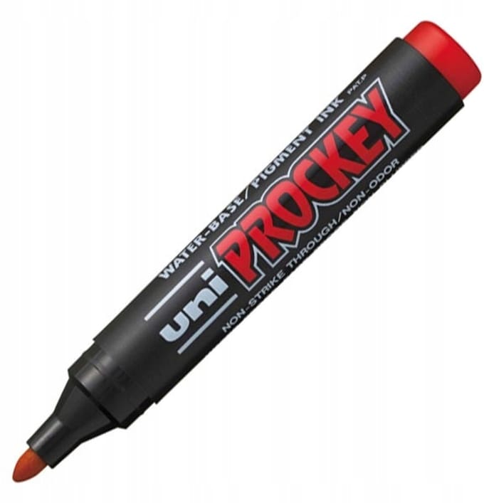UNI Dik Permanent Marker voor Stof & Folie - Rood