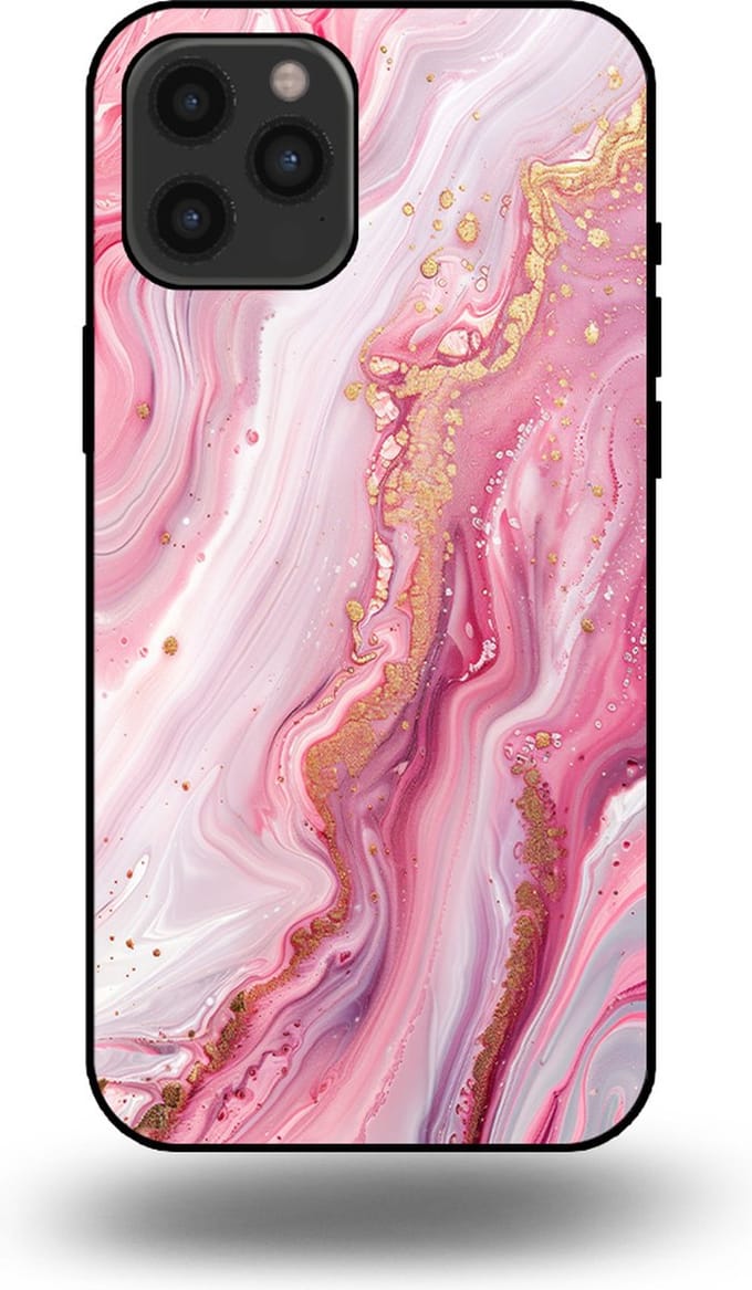 Smartphonica Telefoonhoesje geschikt voor iPhone 12 Pro Max met marmer opdruk - TPU backcover case marble design - Roze geschikt voor iPhone 12 Pro Max