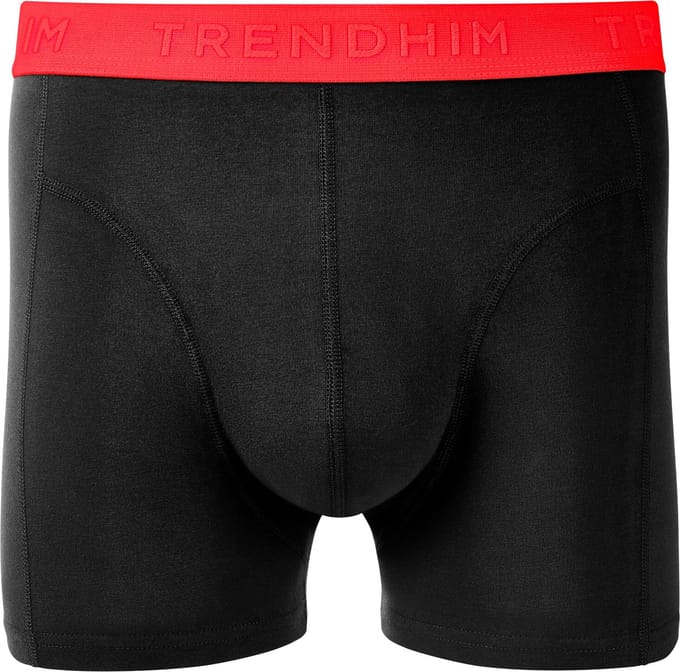 FlexFeel | Zwarte katoenen boxershort met neon rode tailleband
