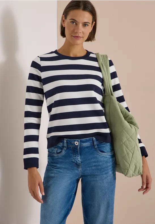 Sweatshirt met ronde hals en strepen