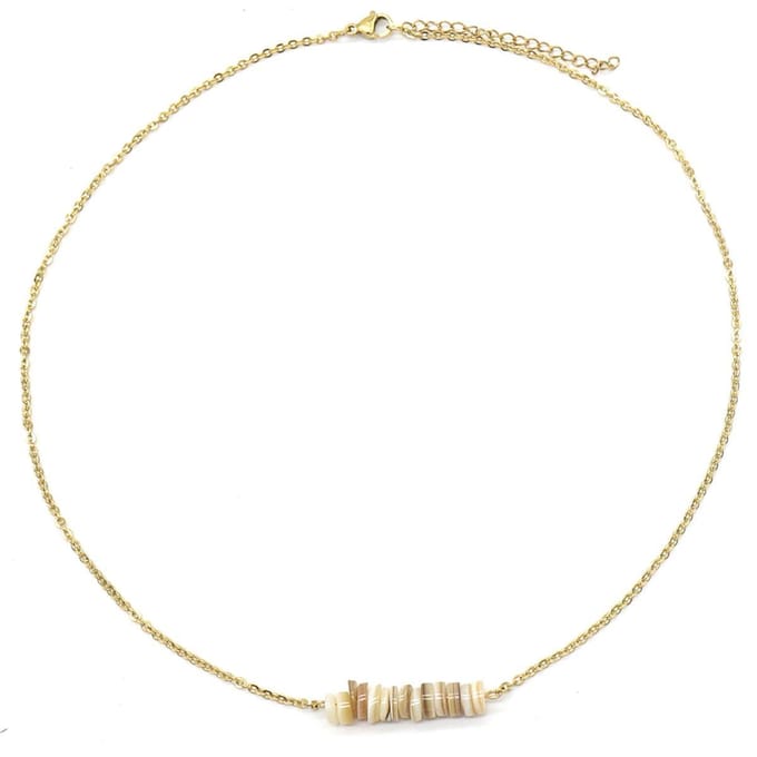 Ketting met Steentjes - RVS - Lengte Verstelbaar 45-50 cm - Goudkleurig