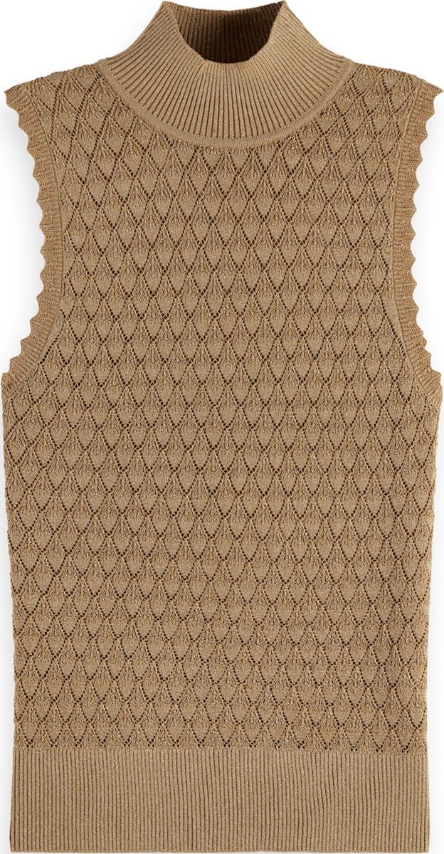 Scotch & Soda METALLIC POINTELLE KNITTED TANK Dames Top - Maat M