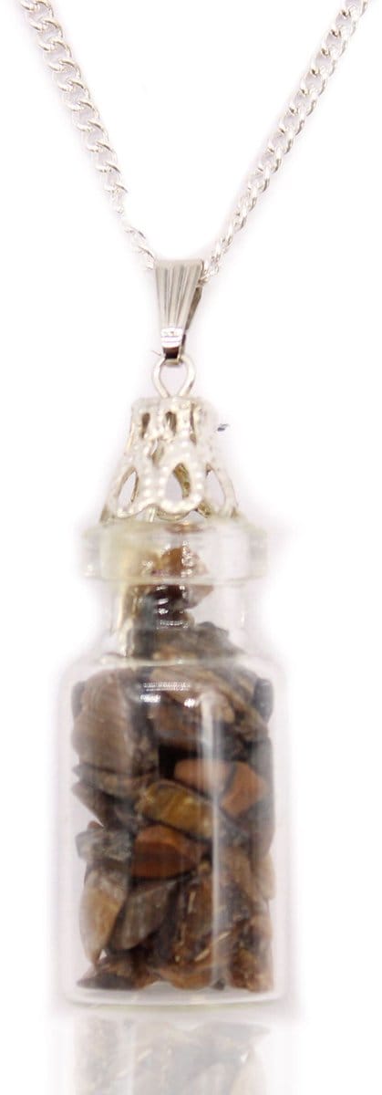 Flesvormige edelstenen ketting - Tijgeroog