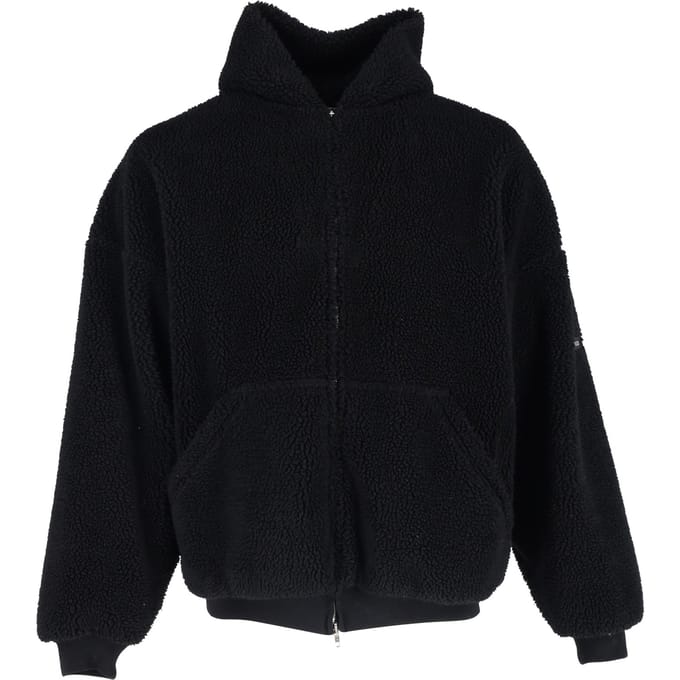 Balenciaga oversized fleece hoodie met rits in zwart polyester